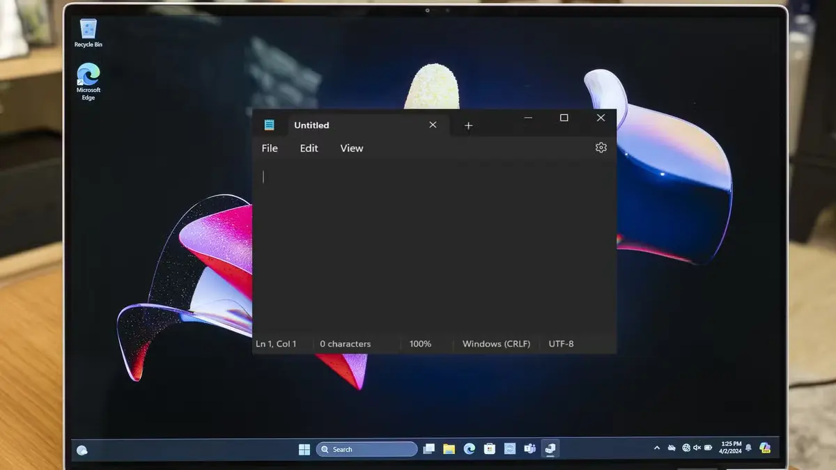 Dark Mode di Notepad